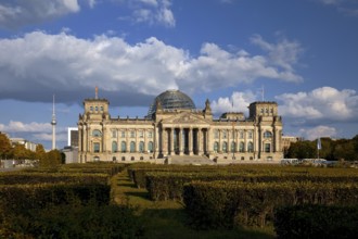 Reichstag, German Bundestag, Republic Square with Berlin TV Tower in the background, Berlin,
