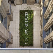 Art in construction project by Hans Haacke with the title The Population, view from the roof