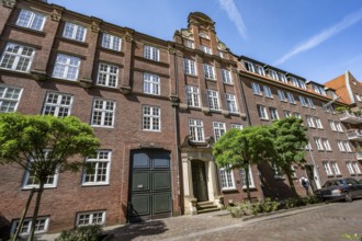 Facades of the historic brick buildings in Peterstraße, Komponistenviertel, Neustadt, Hamburg,