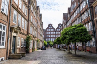 Historic brick buildings in Peterstraße, Komponistenviertel, Neustadt, Hamburg, Germany