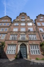 Facades of the historic brick buildings in Peterstraße, Komponistenviertel, Neustadt, Hamburg,