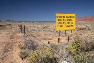 Jacob Lake, Arizona - A roadside sign warns of the hazards motorists may face as they approach the
