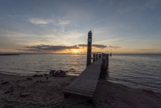 Sunset over the North Sea near Utersum, Föhr Island, Schleswig-Holstein, Germany