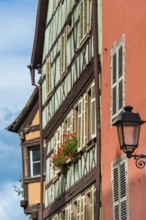 Historic half-timbered houses in the old town centre of Colmar, France