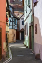 Alley with half-timbered houses in the old town centre of Ribeauvillè