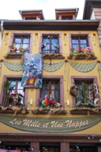 Decorated house wall in the old town centre of Ribeauvillè