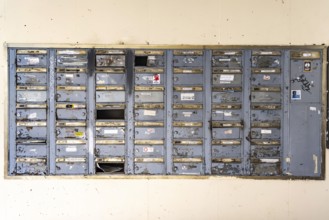 Letterbox system on a block of flats. Stuttgart, Baden-Württemberg, Germany