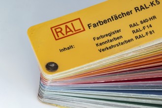 RAL colour fan. RAL colours are standardised colours from the RAL German Institute for Quality