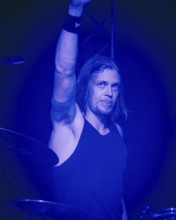 Drummer Rufus Tiger Taylor from The Darkness live on Dreams On Toast Tour at Berlin Metropol on