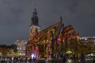 St. Marienkirche, 21st BERLIN FESTIVAL OF LIGHTS, motto Let's Shine Together, light installations,