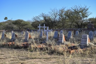 Graves at the German military cemetery at Waterberg, Otjozondjupa region, Namibia