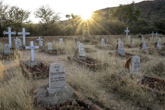 Graves at the German military cemetery at Waterberg, Otjozondjupa region, Namibia