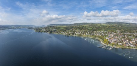 Aerial view of the Höri peninsula with the village of Wangen, Lake Rhine, Lake Constance, district