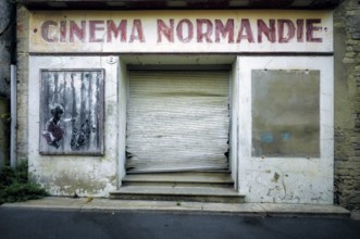 Oldest former cinema in Bayeux, derelict, Lost Place, Cinema Normandie, old town, Bayeux, Calvados,