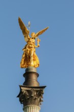 Angel of peace on the high banks of the Isar in Munich, commemorates 25 peaceful years after the