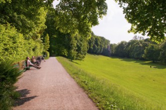 End of the sun on the high banks of the Isar near the English Garden, Munich, Bavaria