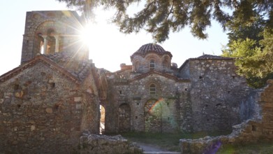 Church of Agia Sophia from the 14th century AD, sunlight shining through the windows of an old