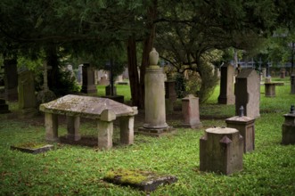 Gravestones, grave, graves, Hoppenlauf cemetery, oldest preserved cemetery in Stuttgart,