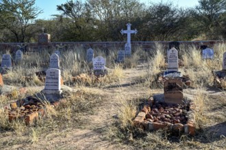 Graves at the German military cemetery at Waterberg, Otjozondjupa region, Namibia