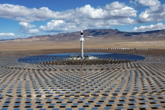 Tonopah, Nevada - The Crescent Dunes Solar Energy Project in the Nevada desert. Ten thousand