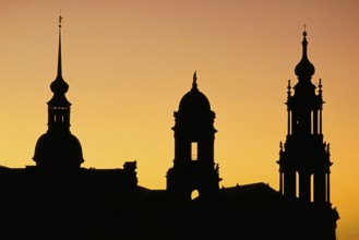 Silhouettes of the church towers of Dresden, Saxony, Germany