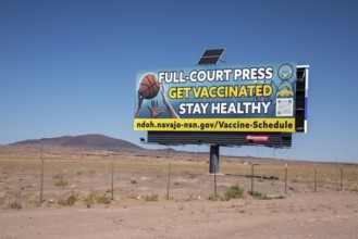 Cameron, Arizona - A billboard advertisement from the Navajo Department of Health urges Navajo
