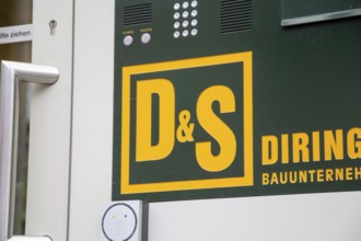 Company sign at the entrance to the construction company DIRINGER & SCHEIDEL in Mannheim