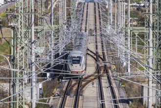 Deutsche Bahn AG high-speed railway line between Stuttgart and Ulm. New railway line with ICE of