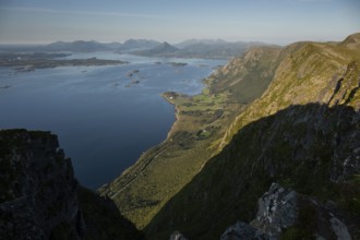 View from Rørsethornet mountain on the island of Otroya or Otrøya towards Møre og Romsdal, Norway