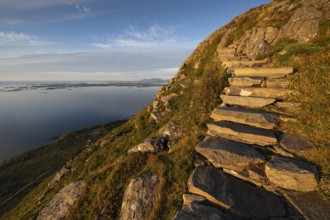 View of the Norwegian coast from the Rørsethornet stone steps, with 3292 steps one of the longest