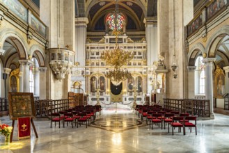 Interior of the Greek Orthodox Hagia Triada Church in Beyoglu, Istanbul, Turkey