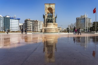 The Republic of Cumhuriyet Aniti Monument on Taksim Square Taksim Meydani in Beyoglu, Istanbul,