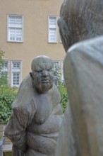 Sculpture Confrontation by Karl-Henning Seemann 1979, two bronze sculptures, modern art, male