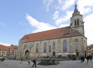 Late Gothic collegiate church of St George and St George's Fountain, pedestrian, Holzmarkt,