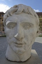 Roman Emperor Augustus head in oversize, inner courtyard, Hohentübingen Palace, Tübingen, Neckar