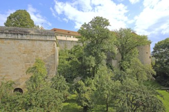 Hohentübingen Palace with Hasengraben and Haspel Tower, Tübingen, Neckar Valley, Baden-Württemberg,