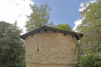 Historic Hirschauer Tor with embrasure, hatch, slit, defence defence tower, Neckarhalde, Tübingen,