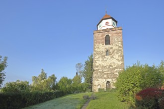 Historic Roman tower built in 1746, landmark, town tower, Haigerloch, Swabian Alb,