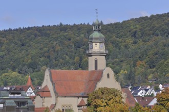 St Martin's Church built in 1906, autumn, Ebingen, Albstadt, Swabian Alb, Baden-Württemberg,