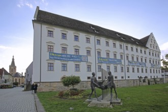 Episcopal Ordinariate built in 1658 with sculpture Martin of Tours by Karl Ulrich Nuss, modern art,