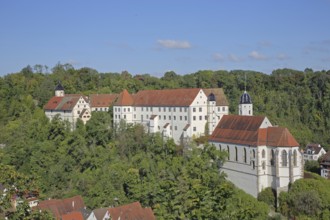 Castle and baroque castle church of St Trinitatis, Haigerloch, Swabian Alb, Baden-Württemberg,