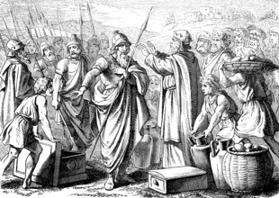 Genesis, chapter 14, Melchisedek, victorious battle at Damascus, king of Salem, blesses Abraham,