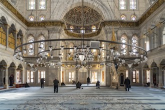 Interior of the Nuruosmaniye Mosque or Nûruosmâniye Camii in Fatih, Istanbul, Turkey