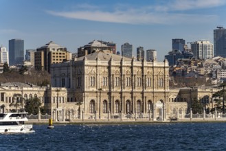 The Dolmabahçe Palace on the Bosphorus in Istanbul, Turkey