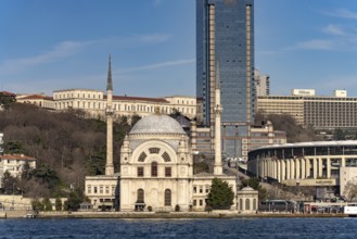 The Dolmabahçe Mosque on the Bosphorus in Besiktas, Istanbul, Turkey