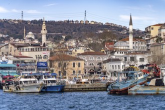 Harbour and mosques in Sariyer on the Bosporus near Istanbul, Turkey