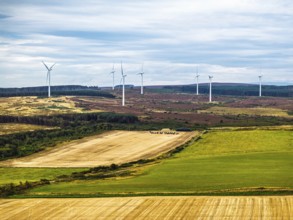 Wind Farm over fields and moors in Nord England