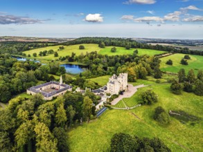 Duns Castle Estate and garden from a dron, Duns, Berwickshire, Scotland, UK