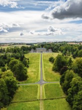 Marchmont House and garden from a drone, Marchmont Estate, Greenlaw, Berwickshire, Duns, Scotland,