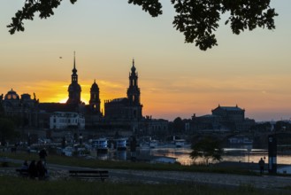 Old Town of Dresden at sunset, Cathedral Sanctissimae Trinita, Court of Appeal, Residential Palace,